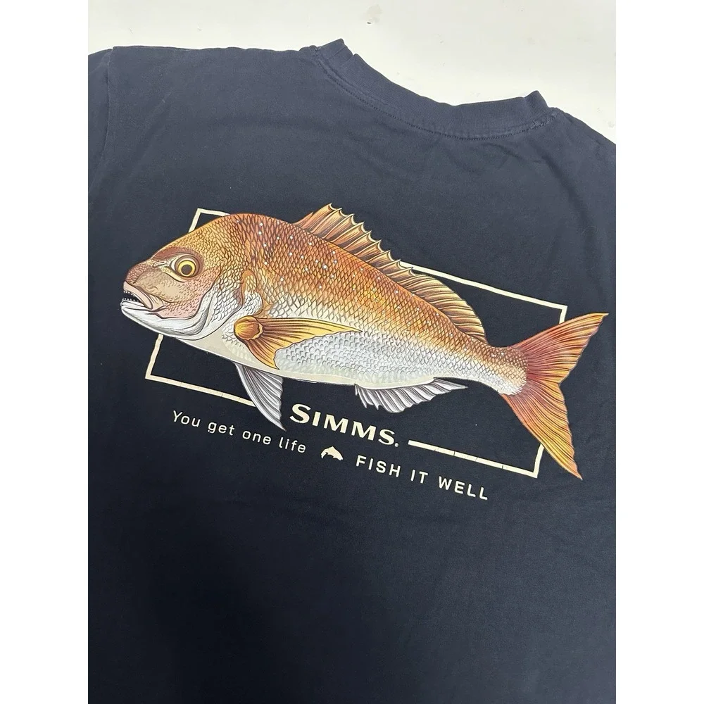 Simms S25 Artist Tee Shirt Snapper Navy Blue Size XL